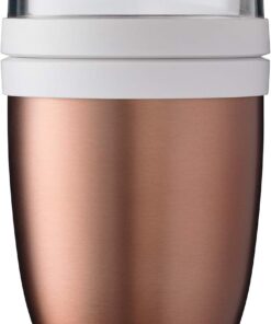 Elips gül altın beslenme kabı, 500 ml pratik termal yemek kabı, yoğurt bardağı, to go bardak – yemekleri uzun süre sıcak veya serin tutar, polipropilen, 500 + 200 ml