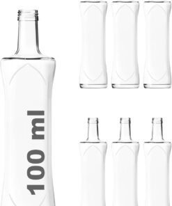 100 ml Şeffaf Piramit Sosluk 100 cc Kapaklı Kavisli Cam Şişe 6 Adet (Gümüş (Metal))