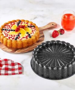Thermo Döküm Gövdeli Keskin Tart ve Kek Kalıbı 28cm, Dilimli ve Döküm, Siyah Granit Benekli Pişirme Kabı, Kolay Çıkarma, Dayanıklı Alüminyum Alaşım