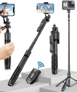 IPhone 60 için Selfie Sopa Uzaktan Kumanda/Seyahat Tripod ile iPhone/Selfie Sopa Telefon Standı, Taşınabilir ve Hafif Alüminyum Cep Telefonu Standı Kamera, Işık, Webcam için Küçük Tripod