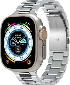 Modern Fit 316L Apple Watch Ultra2/Apple Watch Ultra 49 mm, Seri 9/8/SE2/7/6/SE/5/4/3/2/1 45 mm/44 mm/42 mm - Gümüş