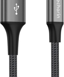 USB-A'dan USB-C'ye Örgülü, 1 Metre, Hızlı Şarj ve Data Kablosu (Gri)
