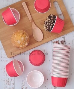 Hediye Sepeti 50'li Kırmızı Muffin Kek Kalıbı, Kek Kapsülü Cupcake Kalıbı, Airfryer Uyumlu