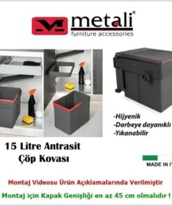 Dolap Içi Çöp Kovası Antrasit 15 L