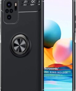 Xiaomi Redmi Note 10S için Kılıf Kickstand Ring Holder Siyah [Redmi Note 10S ile Uyumlu Kılıf - Siyah]