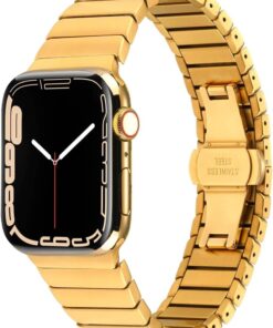 ​​​Apple İle Uyumlu Watch 38mm/40mm Kordon KRD-79 Metal Strap Kayış Gold