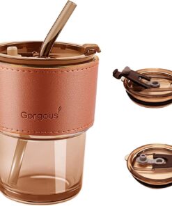 Dayanıklı Pipetli Bardak Borosilikat Retro Deri Şeritli Bardak