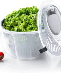 Pratik Salata Kurutucu, Sebze Yeşillik Marul Yıkama ve Kurutma Kabı Leğen Şeklinde Çevirmeli (Gri)