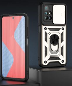 Xiaomi Redmi Note 11 Uyumlu Kılıf Lens Sürgülü Yüzüklü Tank Silikon Pars