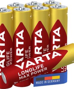 Longlife Max Power AAA İnce Kalem LR03 pil (8'li paket) Yüksek Performanslı alkalin piller - Almanya'da üretilmiştir -