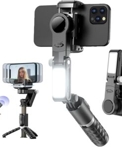 Gimbal Sabitleyici, Uzatılabilir Otomatik Denge Selfie Çubuğu Tripod, 360° Yüz İzleme Standı, 1 Eksenli Çok İşlevli Uzaktan Kumanda, iPhone/Android Akıllı Telefon, Video, Kayıt için