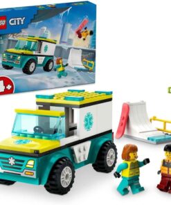 City Acil Ambulansı ve Snowboardcu 60403-4 Yaş ve Üzeri İçin Minifigür İçeren Yaratıcı Oyuncak Yapım Seti (79 Parça)