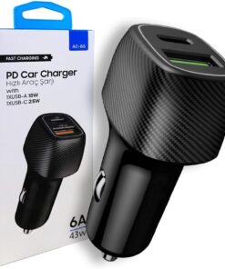 GüncelÇarşı Ac-85 Pd Quick Charge 3.0 Usbx2 6A 38 Watt Araç içi Hızlı Şarj Aleti Type C Girişli Araç Şarjı, Destomedya