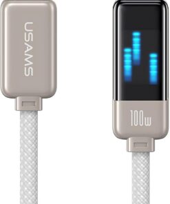 US-SJ744 Type-C To Type-C 100W Meteor Efekt Ekranlı 1.2m Hızlı Şarj ve Data Kablosu Titanium