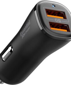 30W USB-A 2 Port Araç içi Hızlı Şarj Aleti 18W + 12W Akım Korumalı Güç Adaptörü iPhone & Android & iPad Type-C PD EV302 - ACP08700