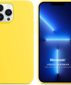Apple iPhone 13 Pro Max için Kılıf Liquid Lansman Silikon Sarı [iPhone 13 Pro Max ile Uyumlu Kılıf - Sarı]