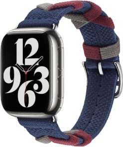 Apple İle Uyumlu Watch 38mm/40mm KRD-97 Sarmal Örgü Tasarımlı Kordon Lacivert
