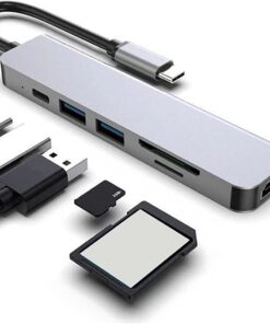 Macbook Pro Huawei Dell Uyumlu Type C to 4K HDMI + USB 3.0 + SD/tf + PD + Type-C, Taşınabilir 7in1 Adaptör