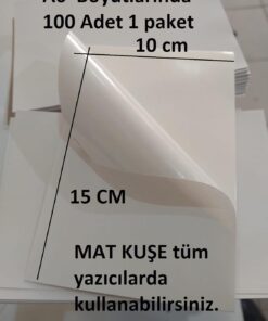 Etiket Tüm Yazıcılar için 100 Adet Mat Kuşe Yapışkanlı Etiket -10x15 Cm -A6 Boş Sticker-Paketleme Sticker