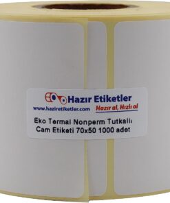 etiketler , hazır al hızlı al Eko Termal Nonperm Etiket 70mm x 50mm Ruloda 1000 Adet 40mm Kuka Çapında Cam Yüzeylere İz Bırakmayan Etiket