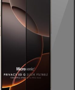 Apple iPhone 16 Pro Max Privacy 5D Gizlilik Filtreli Cam Ekran Koruyucu Siyah [iPhone 16 Pro Max ile Uyumlu Ekran Koruyucu - Siyah]