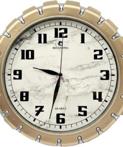 BL-1058 Serisi Klasik Kadran Mermer Desenli Sessiz Akar 30 cm Duvar Saati Gold-Gri