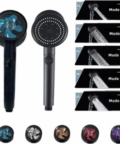 Turbo Fan 5 Fonksiyonlu Duş Başlığı El Duşu Handshower, Siyah