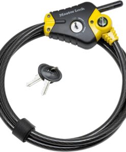 Lock 8420EURD Tuş Kilitli Ayarlanabilir Kablo Kilidi [Kablo 30 cm'den 4,5 m'ye kadar ayarlanabilir] [Python] - Spor malzemeleri, aletler ve dış mekan mobilyaları için ideal