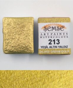 213 Yeşil Gold Yaldız El yapımı Sanatsal Taş Suluboya 1/2 Tava 2ml | Resim, Tezhip, Minyatür vb. | Profesyonel, Akademik ve Amatör Kullanım | Mührelenebilir, Kağıt ve Deri Üzerine Uygulanabilir