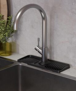 HOME Musluk Matı Elastik Silikon Mutfak Ve Banyo İçin Lavobo Su Tutucu Musluk Ve Batarya Matı, Siyah