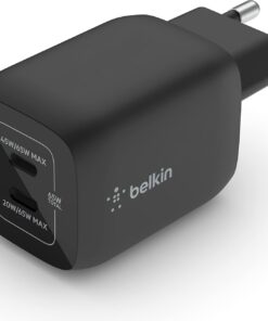 65W Dual USB Type C Duvar Şarj Cihazı, GaN Teknolojisi ile Hızlı Şarj Güç Dağıtımı 3.0, USB C Fişi ve iPhone 16, iPad, MacBook, Galaxy, Pixel vb. için USB Şarj Cihazı