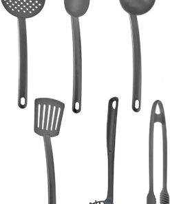 6'lı Mutfak Servis Seti, Plastik Kepçe, Kevgir, Kaşık, Spatula, Maşa, Çırpıcı, 6 Adet Mutfak Yemek Hazırlama Pişirme Servis Takımı