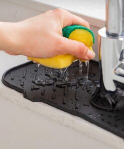 1 Adet Elastik Siyah-Su Tutucu Düzenleyici Kaydırmaz Mutfak Banyo Matı Musluk Mat Mtevystrisg4