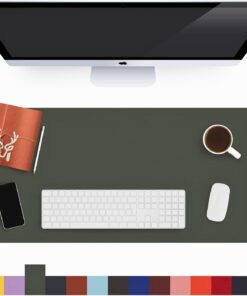 Lindos - Deri Mat, Masa Pedi, Büyük Mouse Pad, Ofis için Mat, Su Geçirmez Mat, Ofis ve Ev için Deri Pedi, Gaming Masa Matı, Masaüstü için Masa Koruyucu Pedi (75 cm x 34 cm x 1,3) (Haki)