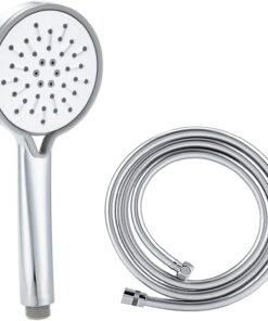 StoneSeries Lüks Duş Seti - 3 farklı Püskürtmeli Full Krom Kaplama El Duşu + 150 cm Gümüş PVC Duş Spirali - Paslanmaz, Kopmaz, Kırılmaz Çelik Bağlantılı PVC Duş Hortumu (2'li Set)