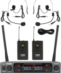 Lv-502H UHF Dijital 2x24 Kanal Çiftli Yaka Kafa Telsiz Kablosuz Mikrofon