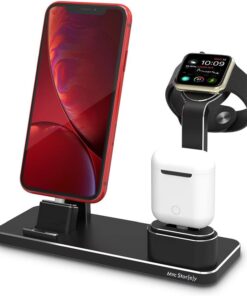 iPhone Şarj Aleti Apple Watch Şarj Aleti Çoklu Şarj İstasyonu 20W Adaptörlü Metal Şarj Standı Lightning Uçlu Siyah