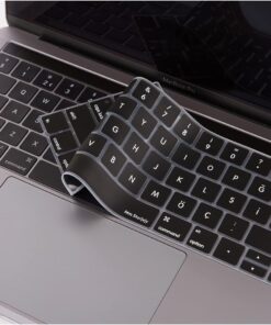 Macbook Pro Klavye Koruyucu (US to TR) Touchbarlı 13inç A1706 A1989 A2159-15inç A1707 A1990 ile Uyumlu Siyah