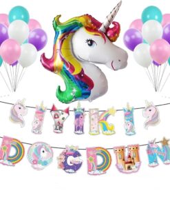 Karakter Unicorn Uzar Yazılı Doğum Günü Süsü Unicorn Balon Doğum Günü Parti Seti bmcNM326