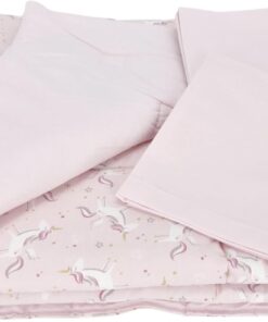 El Yapımı At Desenli Yorgan Çarşaf Ve Yastıklı Üçlü Set (Pembe)