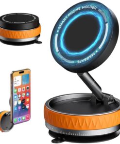 Vakumlu Katlanır 360 Derece Araç Telefon Tutucu - Ayna-cam-masa Uyumlu Manyetik Özellikli (Turuncu)