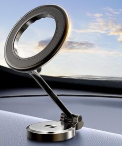 Yapışkanlı Metal Katlanabilir Magsafe Uyumlu Mıknatıslı Mini Araç İçi Telefon Tutucu 360 Derece Dönen