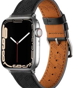 ​​​Apple İle Uyumlu Watch 38mm/40mm KRD-76 PU Deri Kordon Strap Kayış Koyu Yeşil