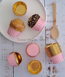 Hediye Sepeti 25'li Pembe Gold Muffin Kek Kalıbı, Kek Kapsülü Cupcake Kalıbı, Airfryer Uyumlu