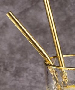 Home 2'Li Gold Paslanmaz Çelik Pipet, Temizleme Fırçası, Metal Pipet
