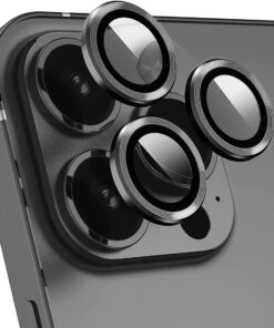11/12 Pro Max Uyumlu Alüminyum Alaşım Çerçeveli Tempered Glass Kamera Lens Koruyucu Kırılmaz Cam (3'lü Set) (Siyah)