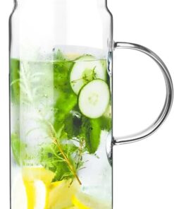 TOPTAN Cam Sürahi Borasilikat Isıya Dayanıklı Metal Kapaklı Isıtılabilir Vakum Kapaklı Cam Karaf Sürahi 1300 ML