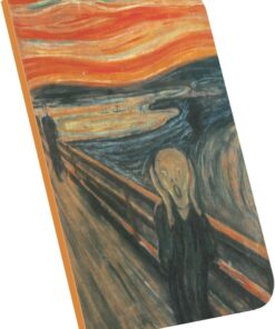 The Scream, Edward Munch 1893, A4 Defter XII, Çizgisiz, Toplam 64 Sayfa, Tel Dikiş, Esnek Kapak, Oval Kenar, Tuval Doku, 60 gram, Sarı Krem Renk, 21x29,7x0,5cm