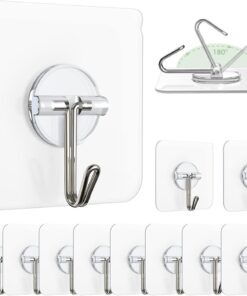 10 Adet Şeffaf Duvar Askısı İz Bırakmayan Güçlü Yapışkanlı Kapı Arkası Banyo Mutfak Düzenleyici Metal Kanca Askılık
