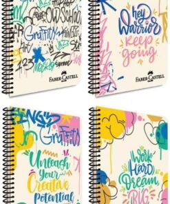 Grafiti Desenli Spiralli Defter, A4, 80 Yaprak, 70g Kağıt, Çizgili, Dayanıklı Kapak, Kolay Açılan Spiral Cilt, Asorti Renkler
